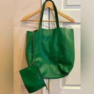 Banana Republic Factory Green Leather Tote Bag